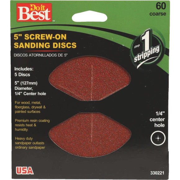 Do it 5 In. 60 Grit Screw-On Sanding Disc (3-Pack)