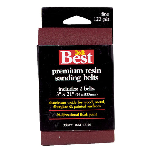 Do it Best 3 In. x 21 In. 120 Grit Heavy-Duty Sanding Belt (2-Pack)