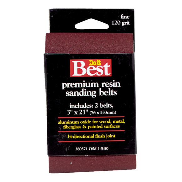 Do it Best 3 In. x 21 In. 120 Grit Heavy-Duty Sanding Belt (2-Pack)