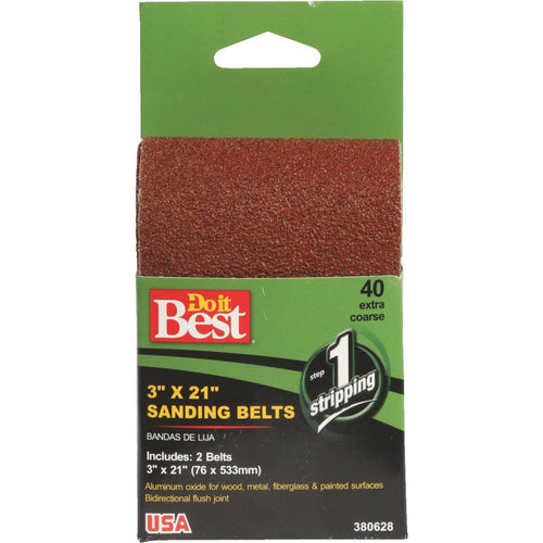 Do it Best 3 In. x 21 In. 50 Grit Heavy-Duty Sanding Belt (2-Pack)