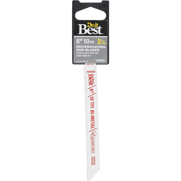 Do it Best Bi-Metal 6 In. 10 TPI Wood w/Nails Reciprocating Saw Blade (2-Pack)