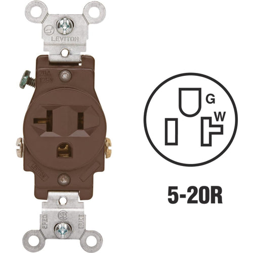 Leviton 15A Brown Commercial Grade 5-20R Shallow Single Outlet