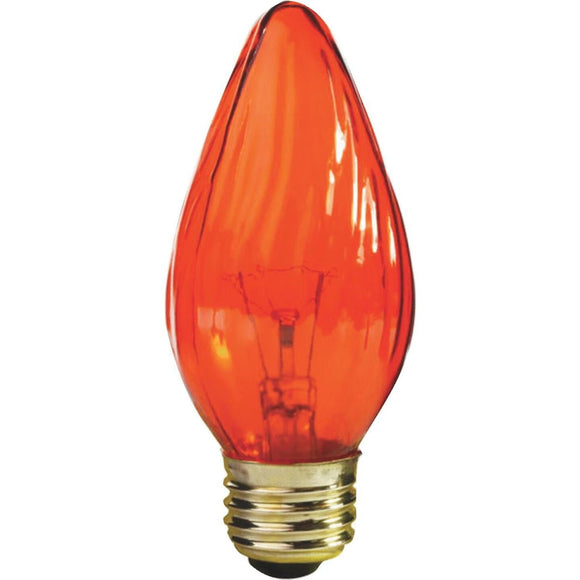 Satco 25W Amber Medium F15 Incandescent Flame Tip Light Bulb