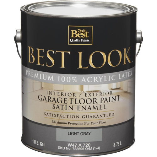 Best Look Latex Interior/Exterior Garage Floor Enamel, 1 Gal., Light Gray